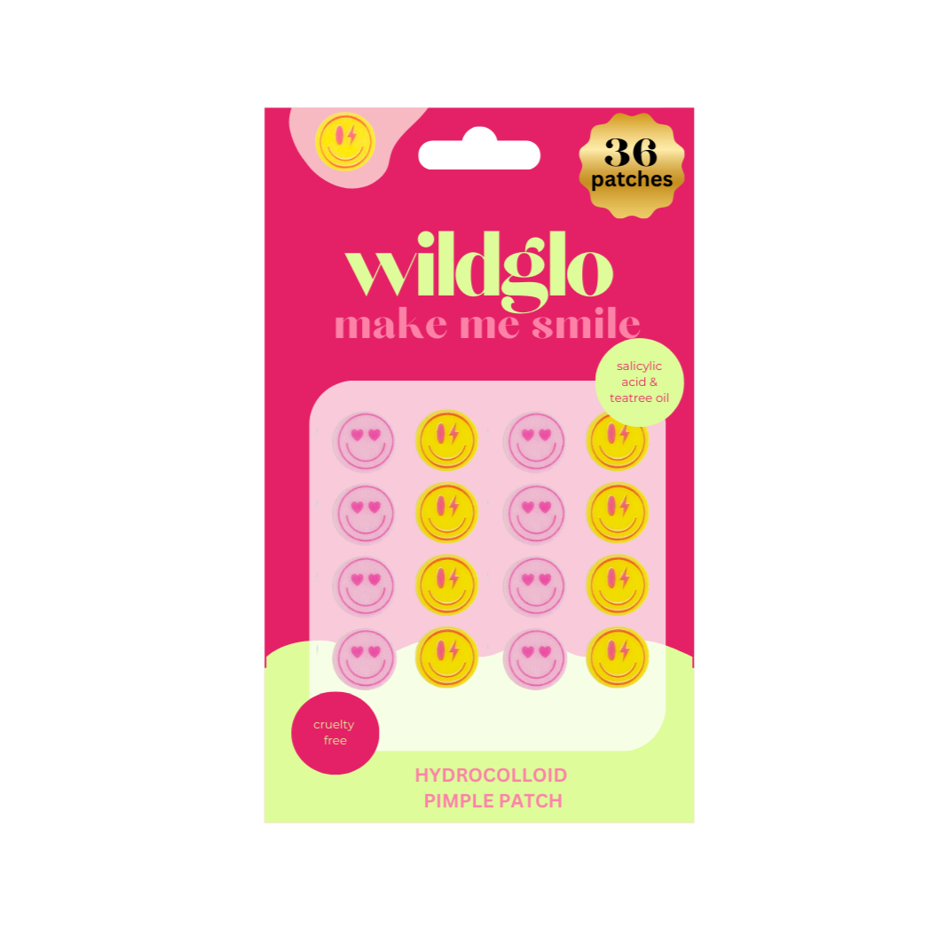 Wildglo Make Me Smile Hydrocolloid Pimple Patches with Salicylic Acid & Tea Tree Oil 36pc