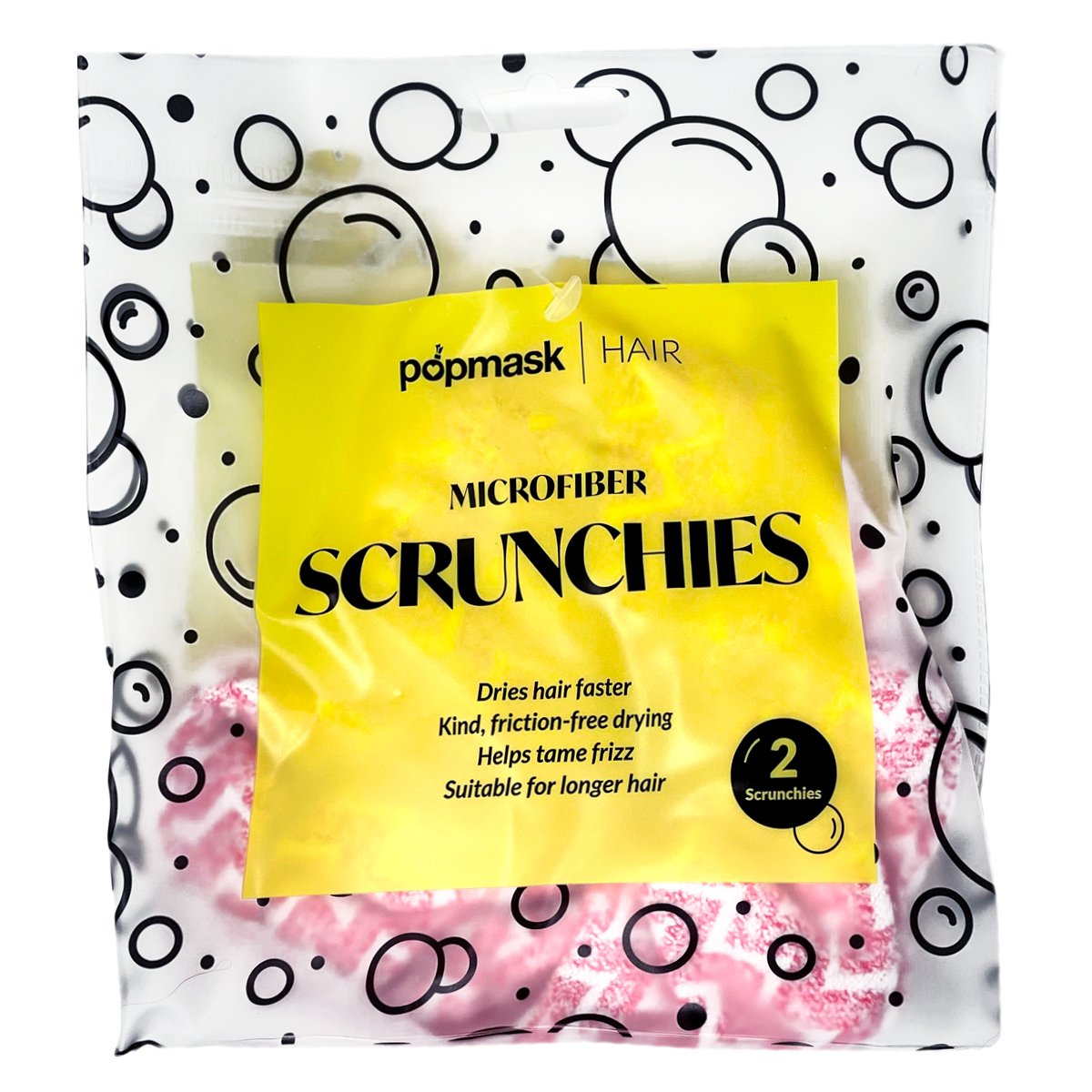 Fast Hair Drying Microfiber Scrunchies Pink (2 Pack)
