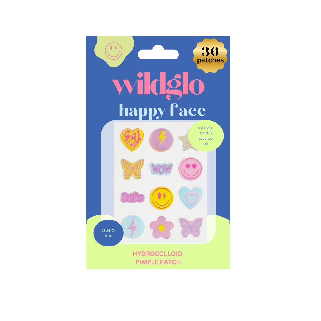 Wildglo Happy Face Hydrocolloid Pimple Patches with Salicylic Acid & Tea Tree Oil  36pc