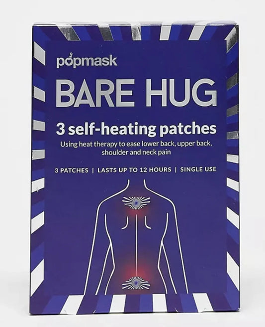 Bare Hug Muscle Self-Heating Patches – 3 Pack | Fast-Acting Heat Therapy for Pain Relief in Back, Neck & Shoulders | Lasts Up to 12 Hours