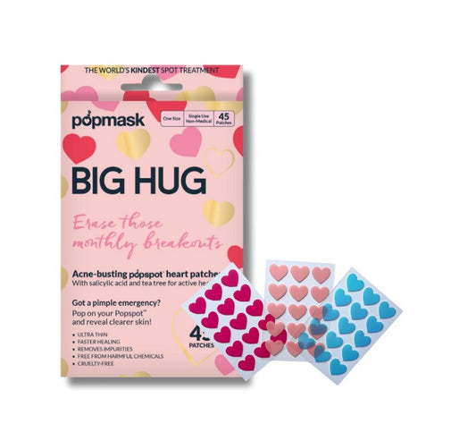 Big Hug PMS Relief Hydrocolloid Patches – 45 Pack, Ultra-Thin Acne Patches for Period-Related Blemishes – Infused with Salicylic Acid & Tea Tree