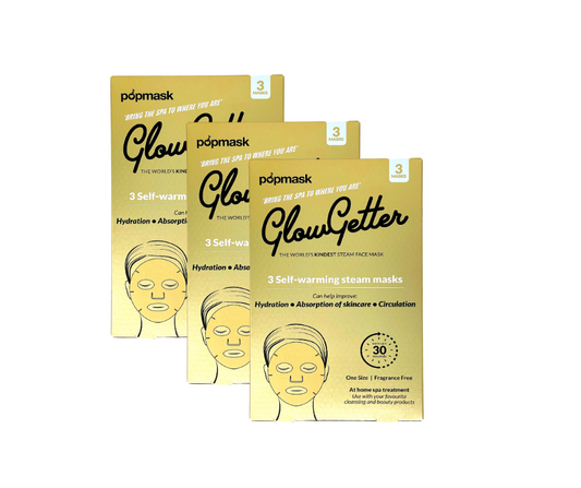 Glow Getter Full-Face Mask – MULTIPACK (9 Masks) | Self-Warming Facial Mask for De-Puffing, Stress Relief & Relaxation