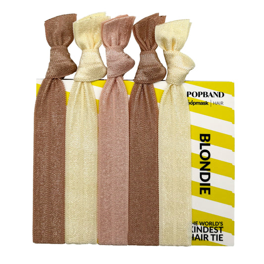 Popband Blondie - 5 Pack of Soft, Stretchy 'No Dent' Hair Ties - Blonde Hair