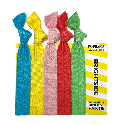 Popband Bright Side - 5 Pack of Soft, Stretchy 'No Dent' Hair Ties - Colourful