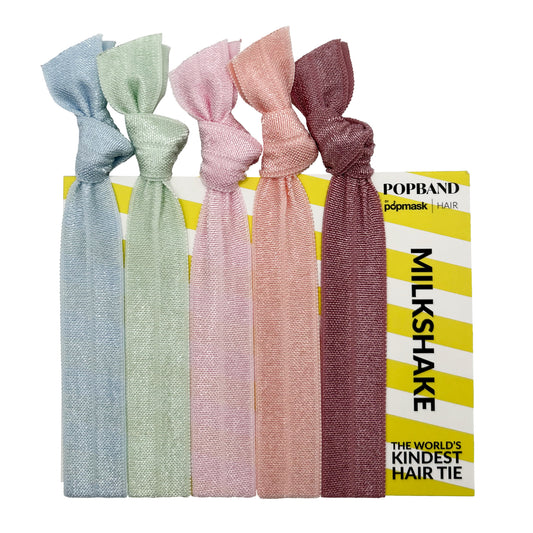 Popband Milkshake - 5 Pack of Soft, Stretchy 'No Dent' Hair Ties - Pastel