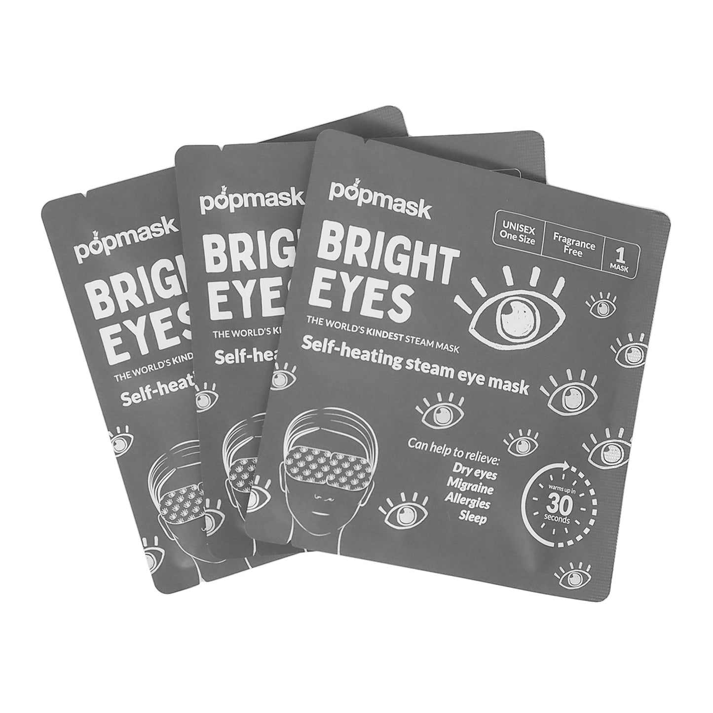 Bright Eyes Fragrance-Free Self-Warming Sleep Masks (3 Pack)