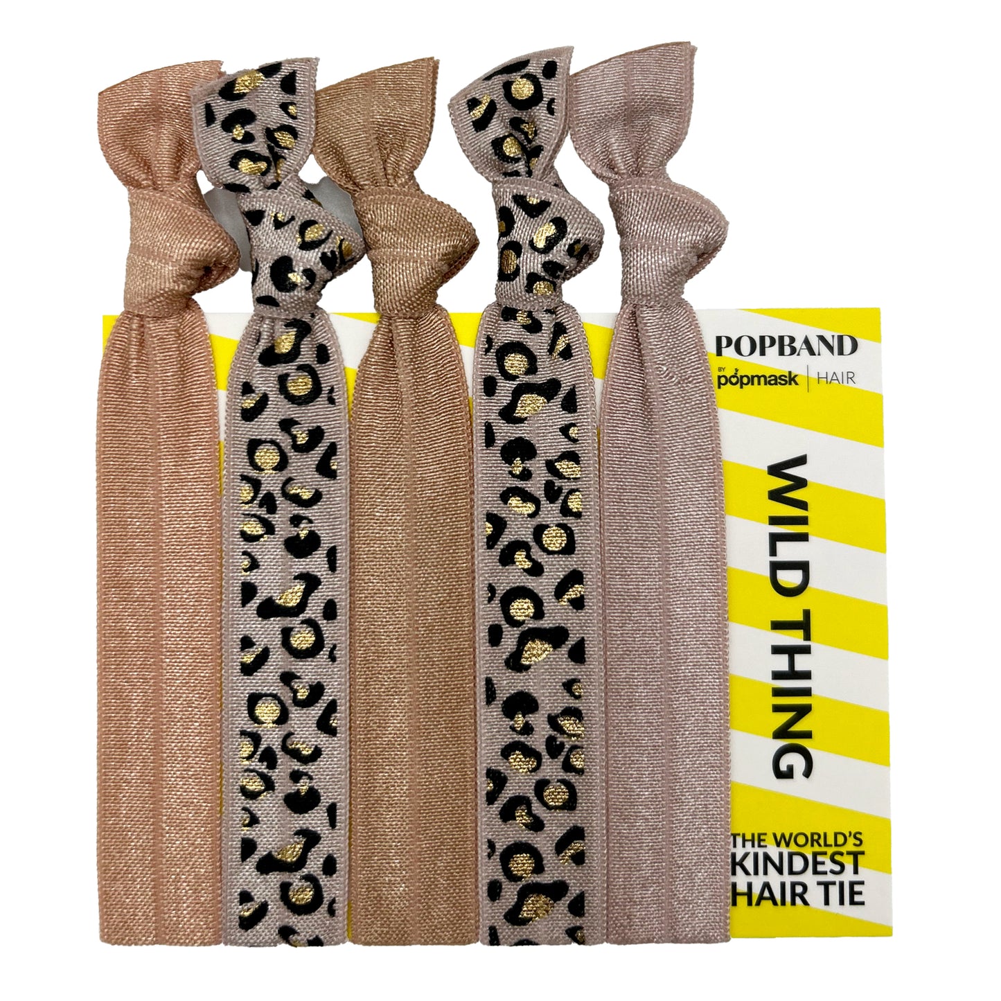 Popband Wild Thing - 5 Pack of Soft, Stretchy 'No Dent' Hair Ties  - Leopard Print